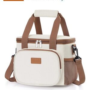 Cream and Brown lunch bag